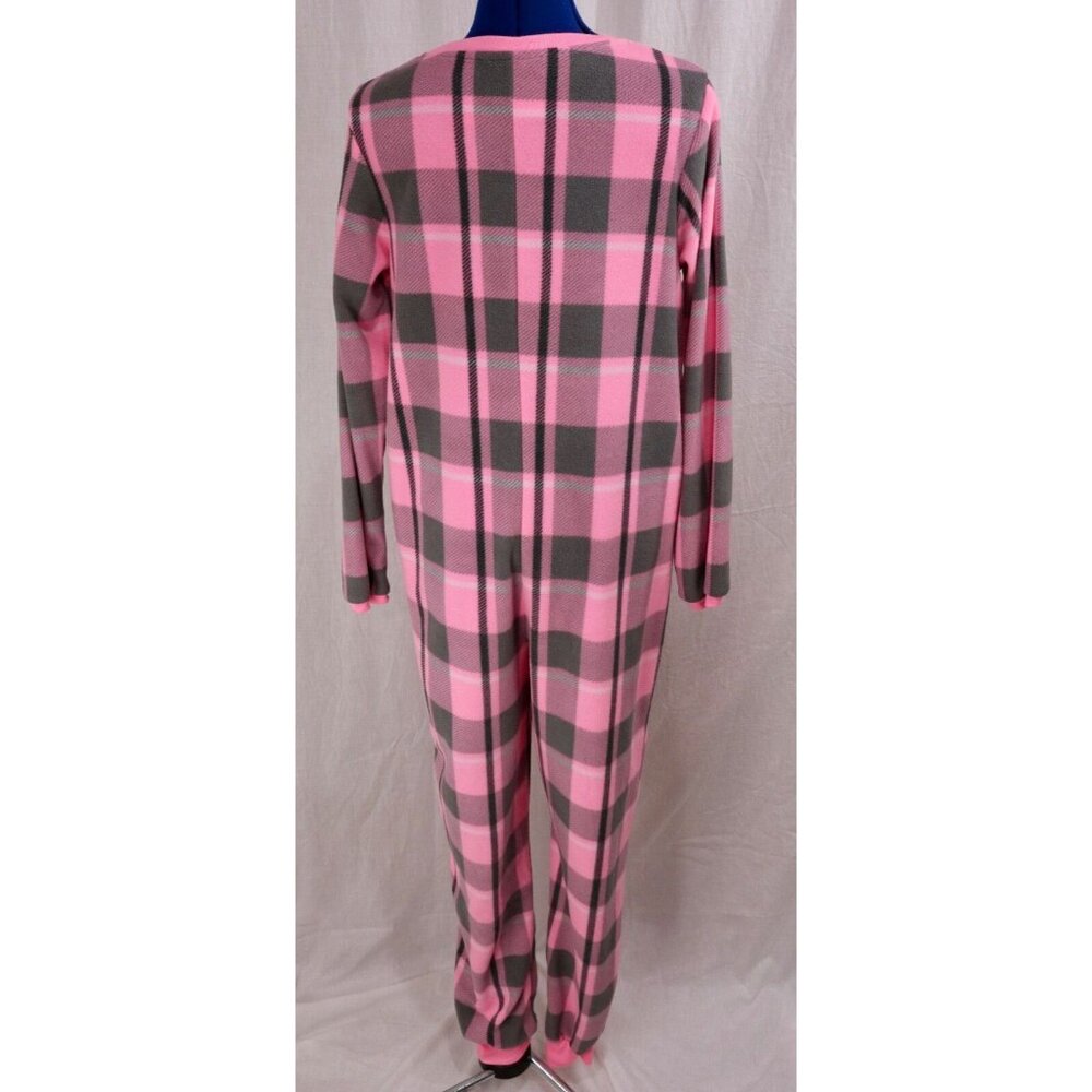 Secret Treasures Pink Gray Plaid Fleece Pajamas Size Medium 8 10 VTG Footless 1 - Picture 6 of 11